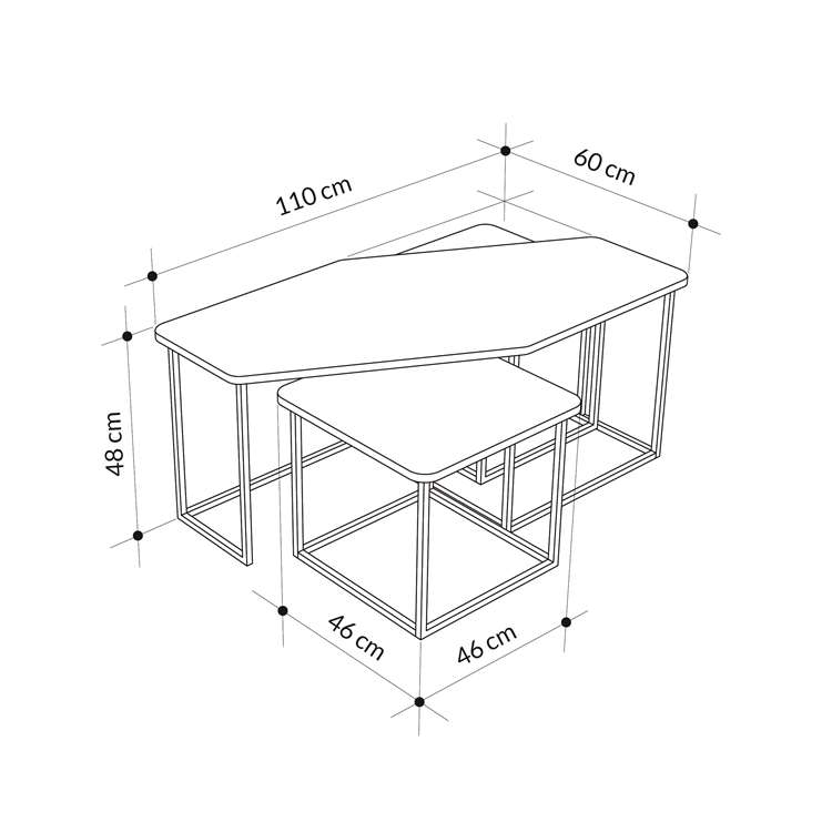 Goynuk OAK - RETRO GREY - CARRARA COFFEE TABLES