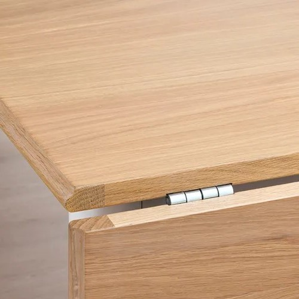 DANDERYD drop-leaf table, oak veneer/white, 74/134x80 cm