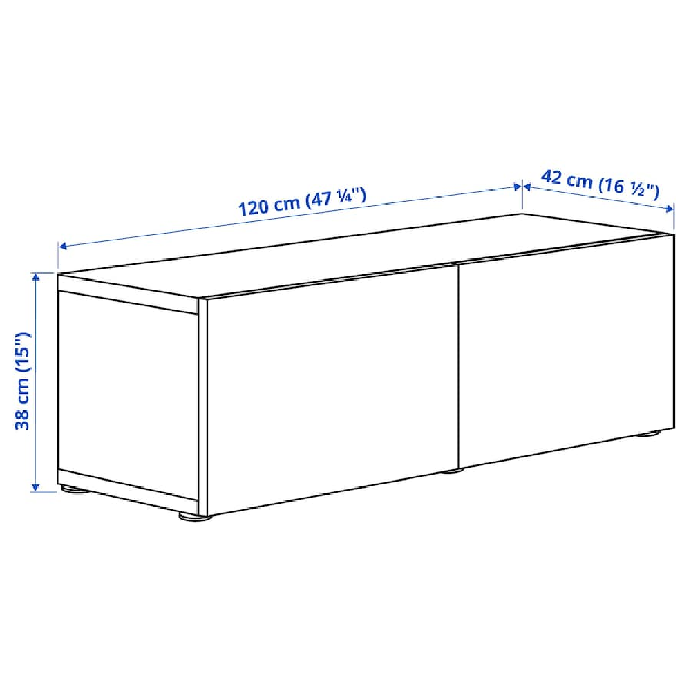 IKEA BESTA shelf unit with doors white/Lappviken white 120x42x38 cm