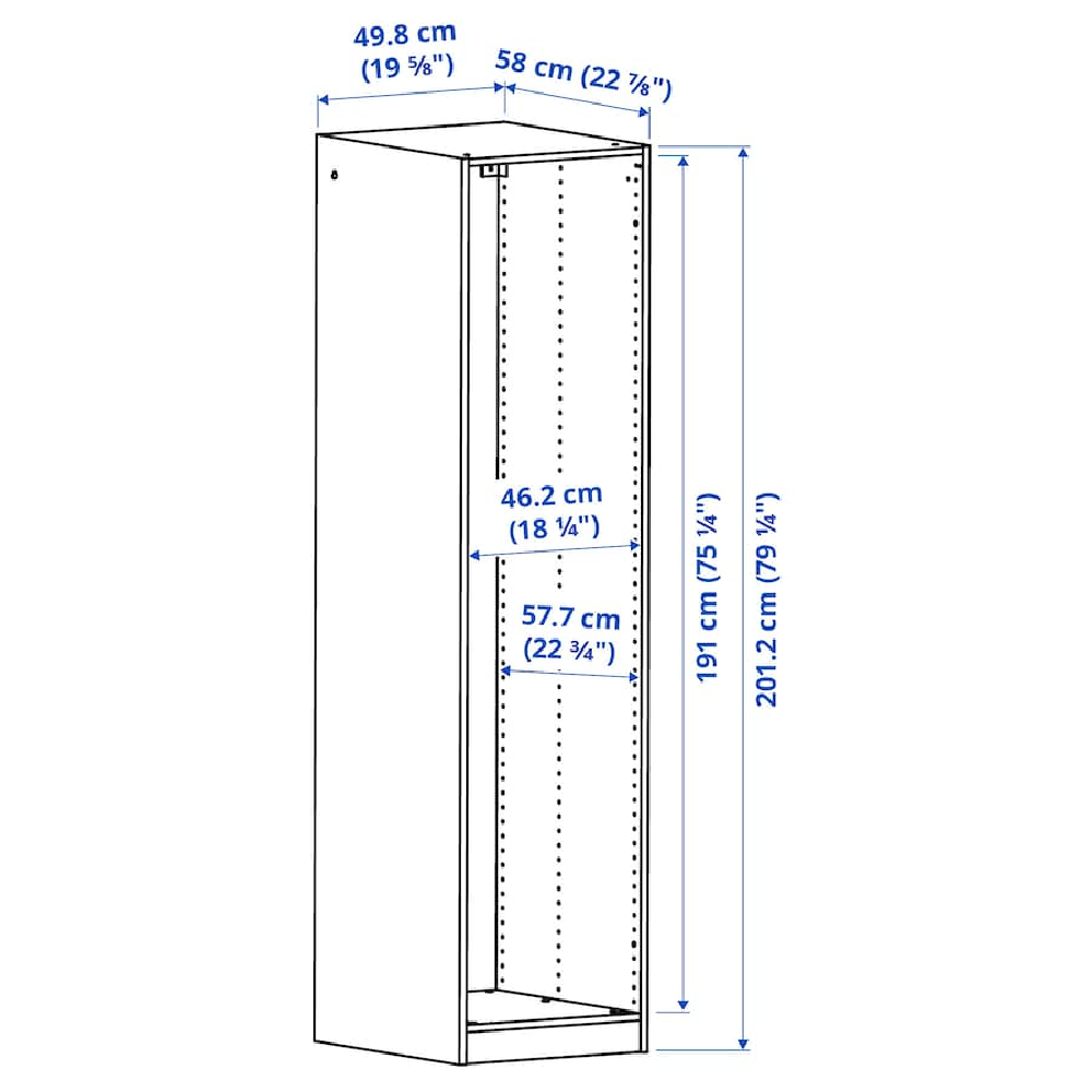 PAX Wardrobe Frame, Dark Grey, 50x58x201 cm