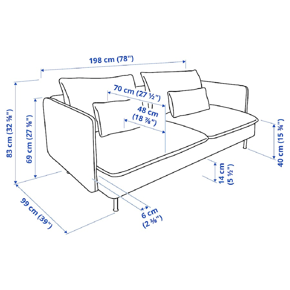 SODERHAMN 3-seat sofa Fridtuna dark grey