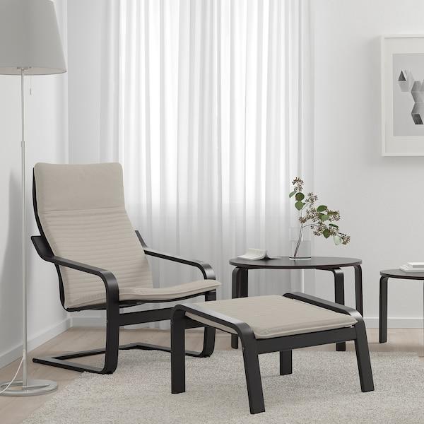 POÄNG Armchair, black-brown/Knisa light beige