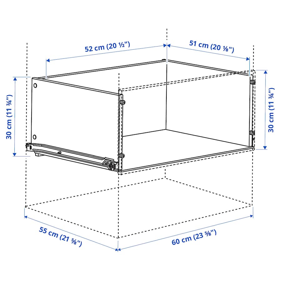 KONSTRUERA drawer without front white 30x60 cm