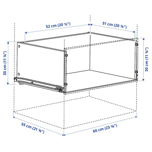 KONSTRUERA drawer without front white 30x60 cm