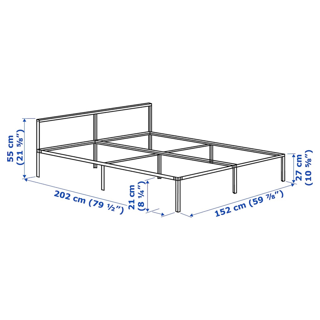 GRIMSBU Bed Frame, White, 150x200 cm