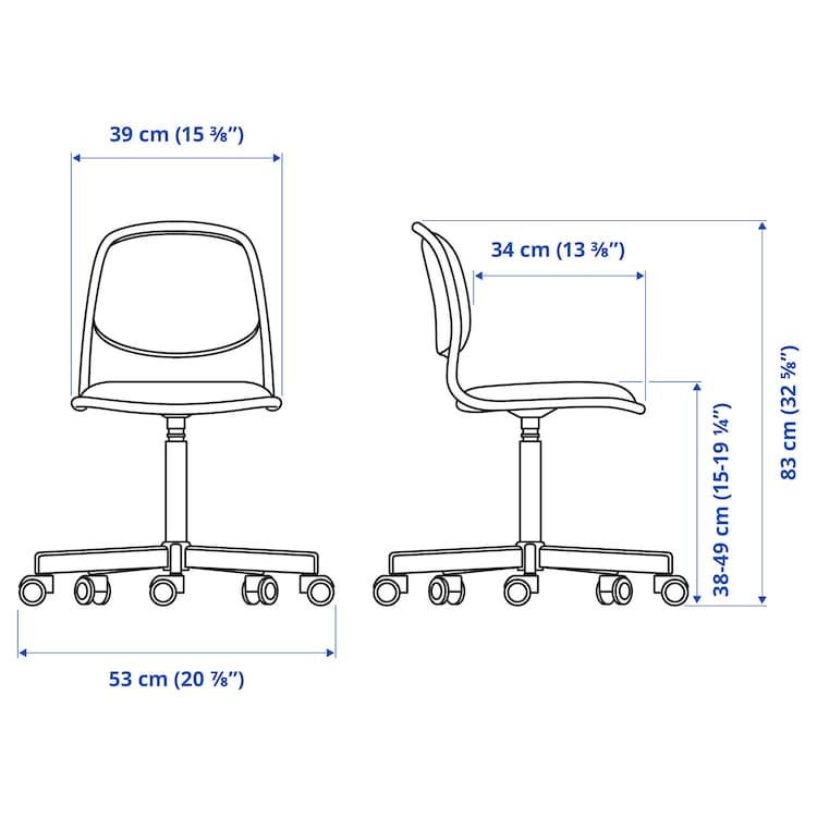 Ikea ORFJALL children's desk chair, white/Vissle light grey