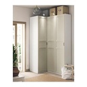 PAX Corner Wardrobe, White, FLISBERGET Light Beige