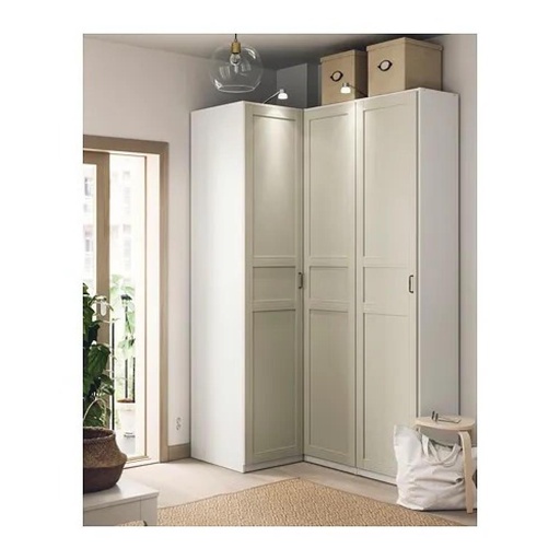 IKEA PAX / FLISBERGET Corner Wardrobe, White/Light Beige, 161/88x236 cm