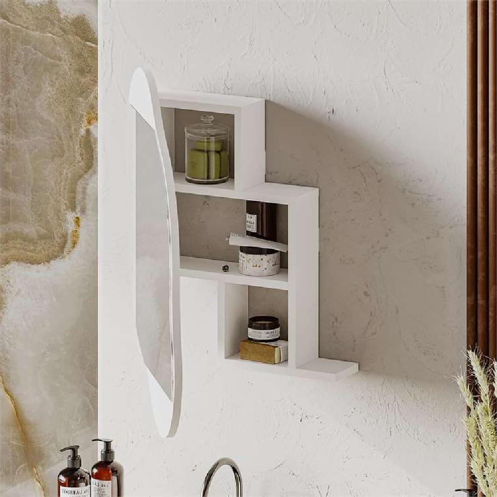 CLOUD MULTIPURPOSE CABINET WITH MIRROR WHITE