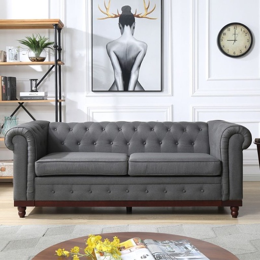 Chesterfield QATAR 3 Seater Sofa Dark Grey Color