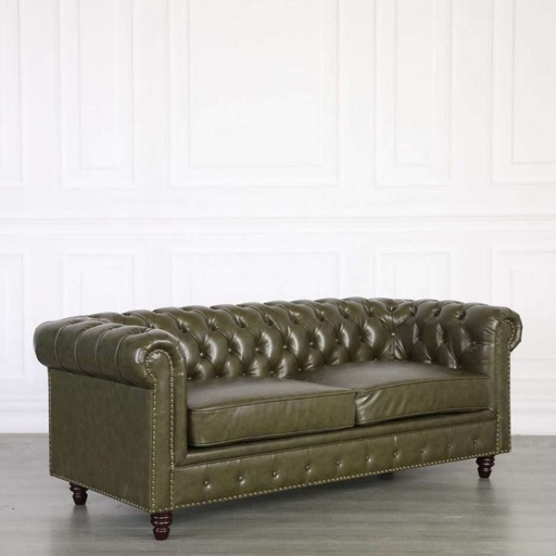 Doha Chesterfield Leather Sofa, 3 Seater,green