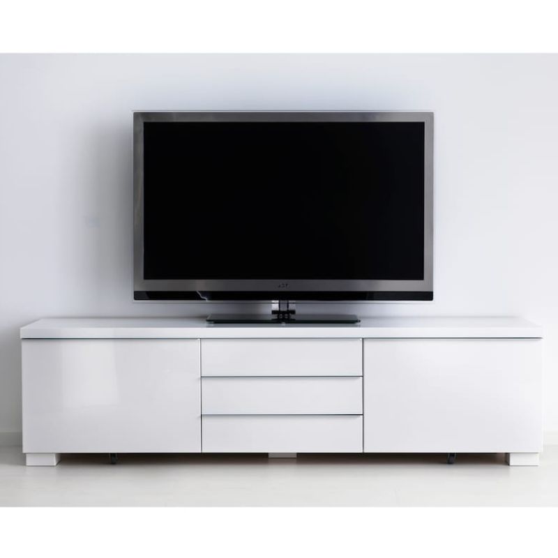 IKEA BESTA Burs TV Bench, High-Gloss White,180x41x49 cm