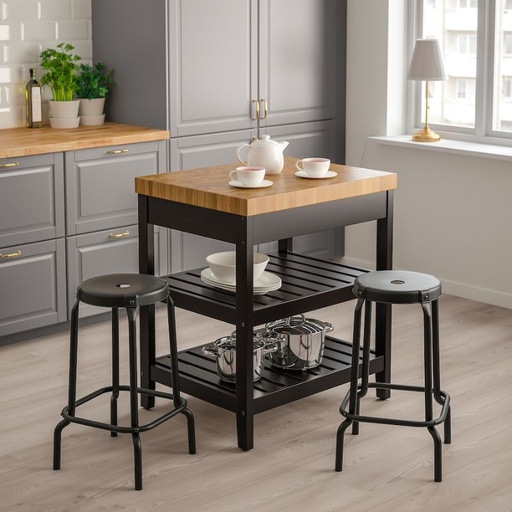 IKEA VADHOLMA Kitchen Island Black, Oak 79X63X90 cm