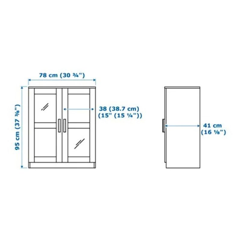 IKEA BRIMNES Cabinet with Doors, Glass-Black 78X95 cm