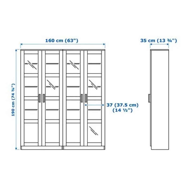 IKEA BRIMNES Storage Combination W Glass Doors, White