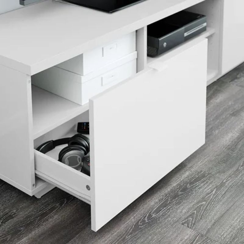 IKEA BYAS TV Bench, High-Gloss White