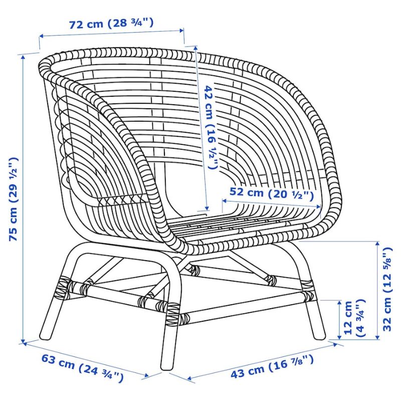 IKEA Buskbo Armchair, Rattan, Djupvik White