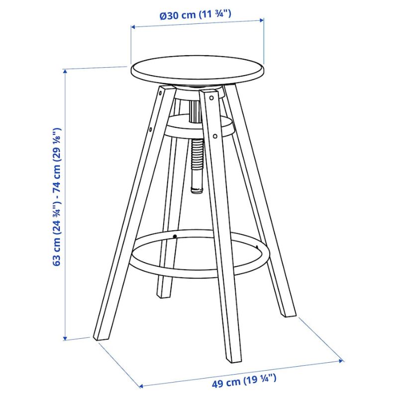 IKEA DALFRED Bar Stool, Black, 63-74 cm