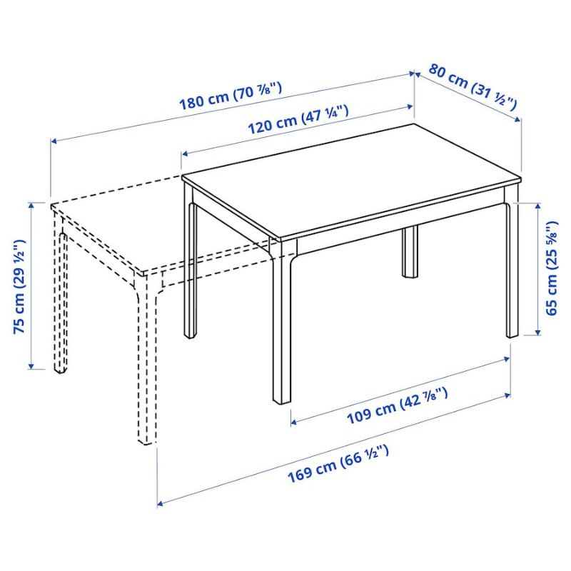 IKEA Ekedalen Extendable Table, White,120-180X80 cm