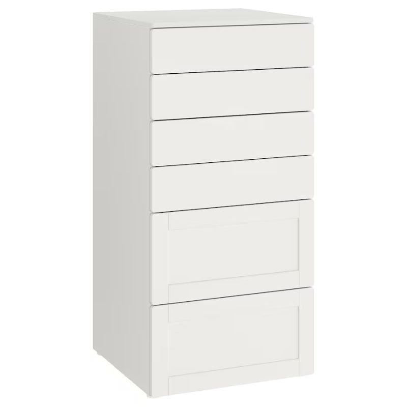 IKEA SMÅSTAD-PLATSA Chest of 6 Drawers White with Frame 60X55X123 cm