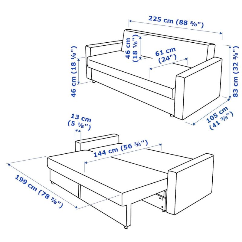 IKEA FRIHETEN Three-Seat Sofa-Bed, Skiftebo Dark Grey