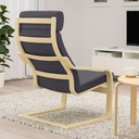 IKEA POANG Armchair Birch Veneer, Skiftebo Dark Grey