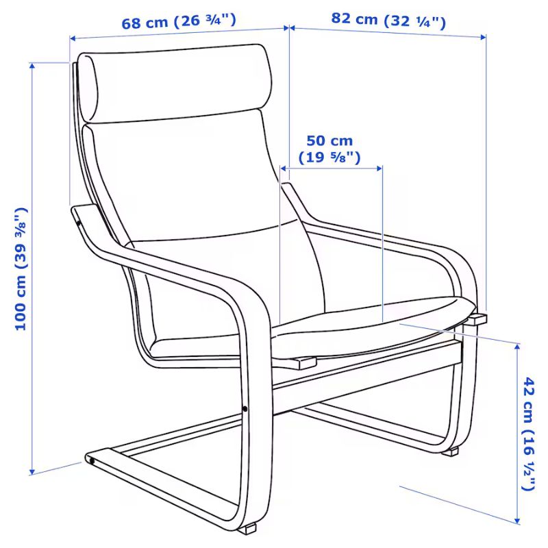 IKEA POANG Armchair Birch Veneer, Skiftebo Dark Grey