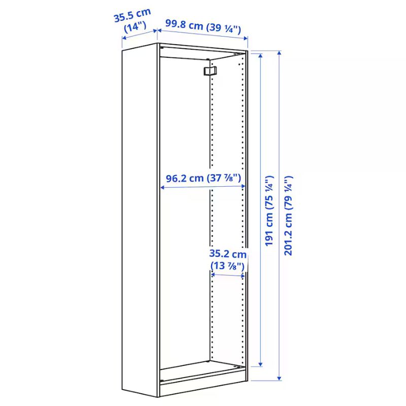 IKEA PAX Wardrobe Frame, White100X35X201 cm