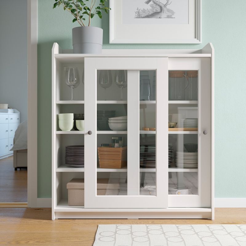 IKEA HAUGA Glass-Door Cabinet White 105X116 cm