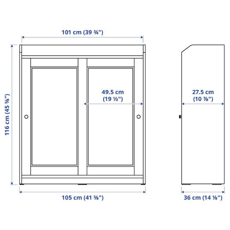 IKEA HAUGA Glass-Door Cabinet White 105X116 cm