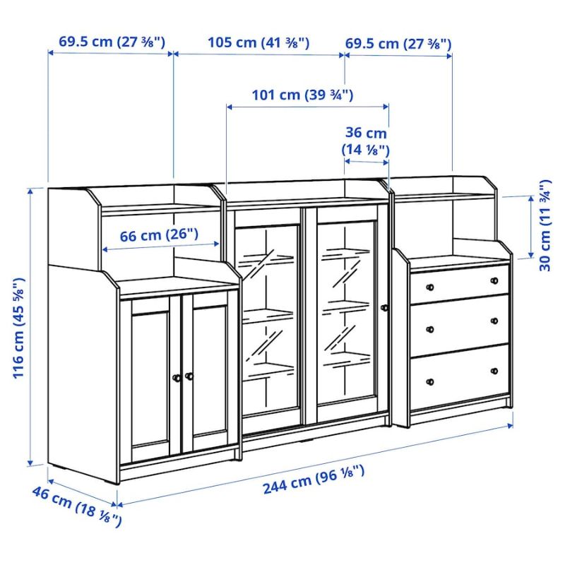 IKEA HAUGA Storage Combination Beige 244X46X116 cm, 128.85 Kg