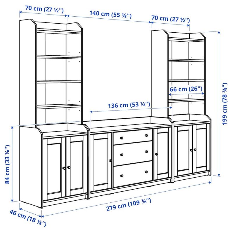 IKEA HAUGA Storage Combination White 279X46X199 cm