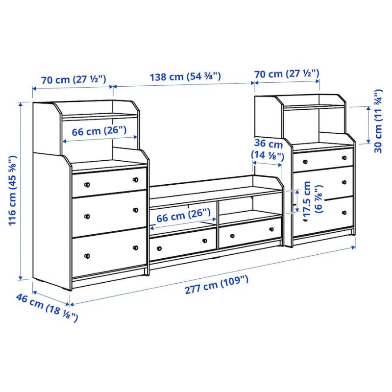 IKEA HAUGA TV-Storage Combination Beige 277X46X116 cm