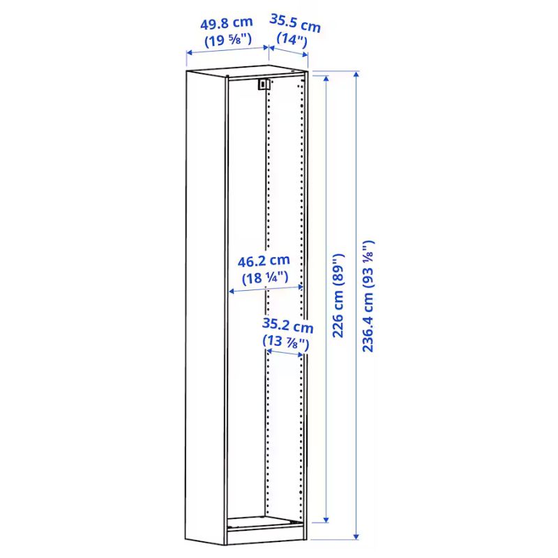 IKEA PAX Wardrobe Frame, White 50X35X236 cm