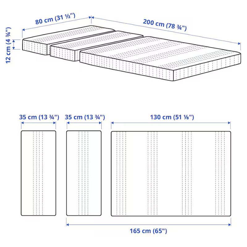 IKEA OMSINT Pocket Sprung Mattress for Ext Bed 80X200 cm