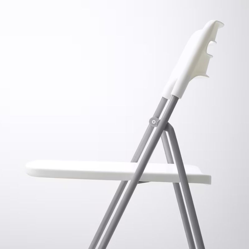 IKEA Nisse Folding Chair, Silver-Colour White