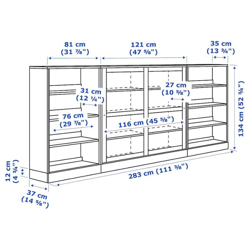 IKEA HAVSTA Storage Comb W Sliding Glass Doors White 283X37X134 cm