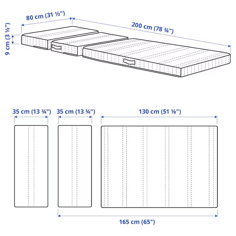 IKEA NATTSMYG Foam Mattress for Extendable Bed 80X200 cm