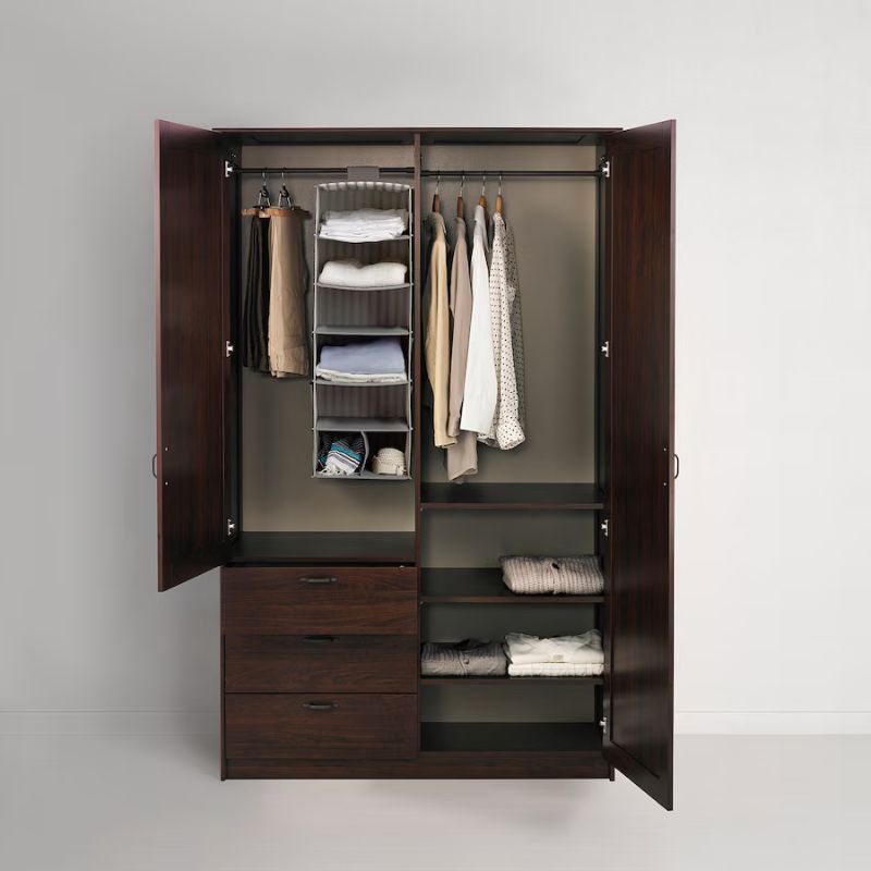 IKEA MUSKEN Wardrobe with 2 Doors+3 Drawers, Brown