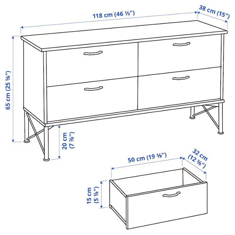 IKEA MUSKEN Chest of 4 Drawers, White