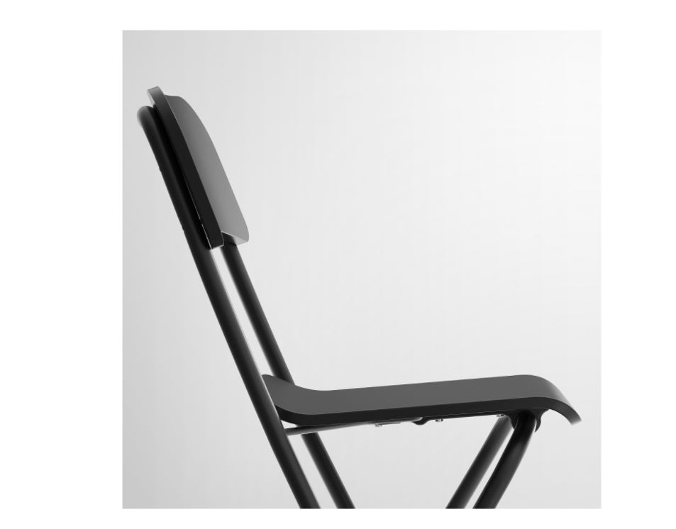 IKEA FRANKLIN Bar stool with backrest, foldable, black, black