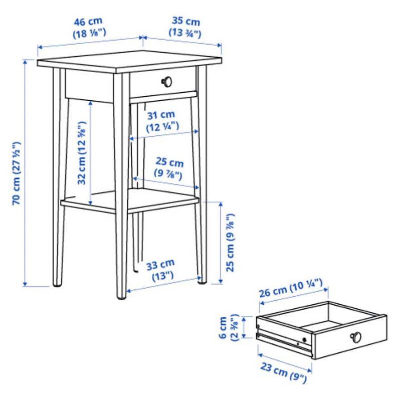 IKEA HEMNES Bedside Table, Black-Brown