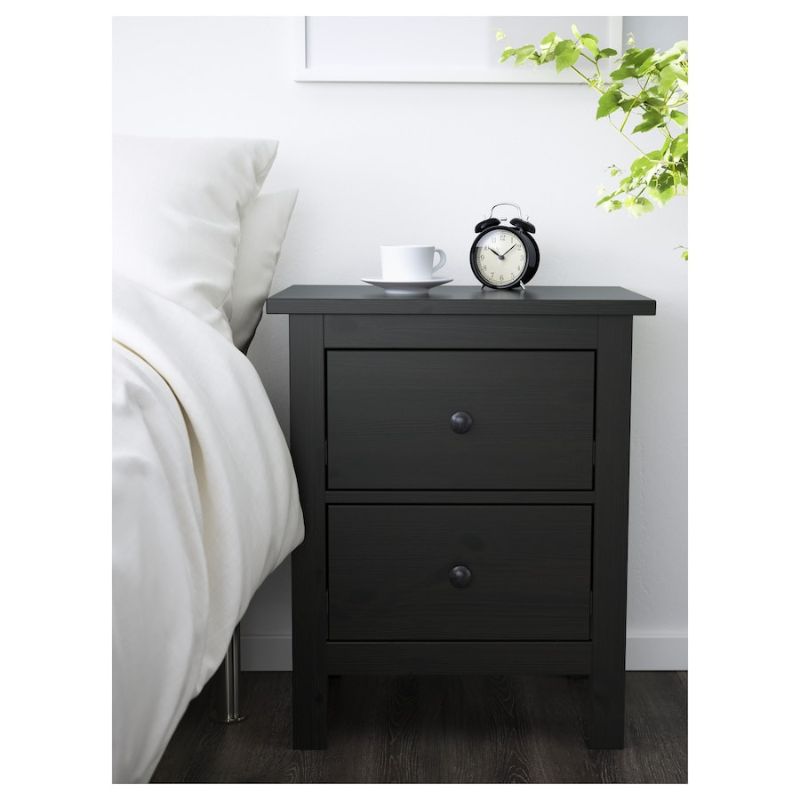 IKEA HEMNES Chest of 2 Drawers, Black-Brown