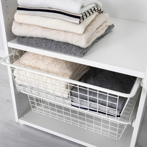 IKEA HJÄLPA Wire Basket with Pull-out Rail White 60X55 cm