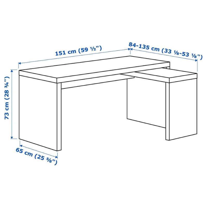 IKEA MALM Desk with Pull-out Panel, Brown Stained Ash Veneer 151X65 cm