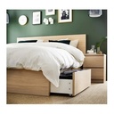 IKEA MALM Bed Frame, High, W 4 Storage Boxes White Stained Oak Veneer, Lonset