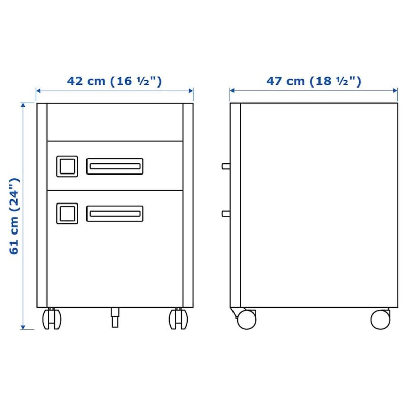 IKEA IDASEN Drawer Unit on Castors, Dark Grey 42X61 cm