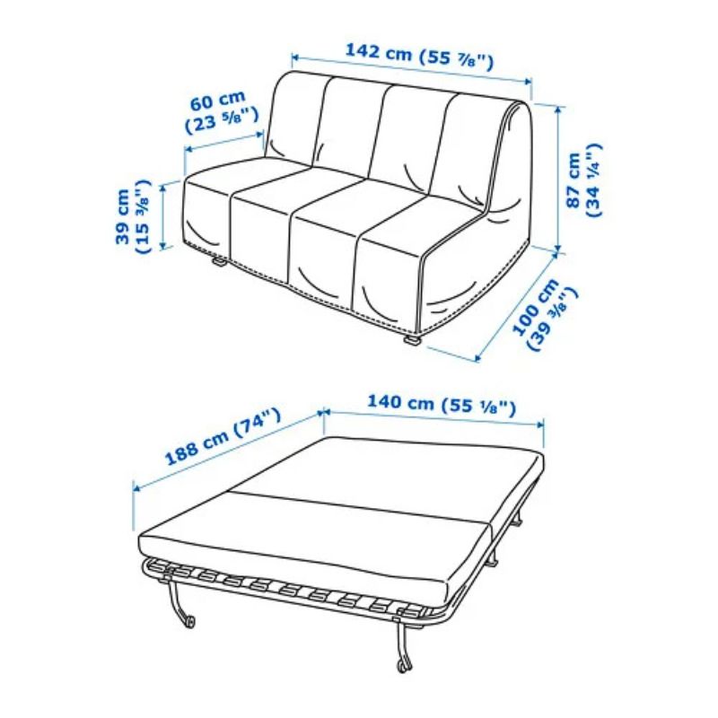 IKEA LYCKSELE Lovas 2-seat Sofa-Bed Vansbro Dark Grey