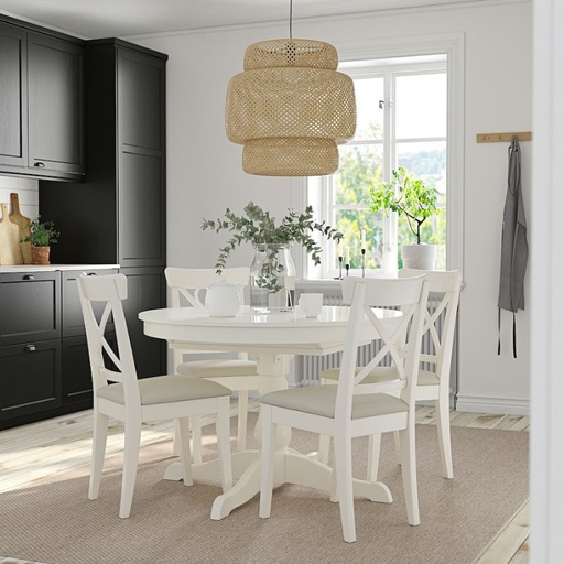 IKEA INGOLF Chair, White-Hallarp Beige