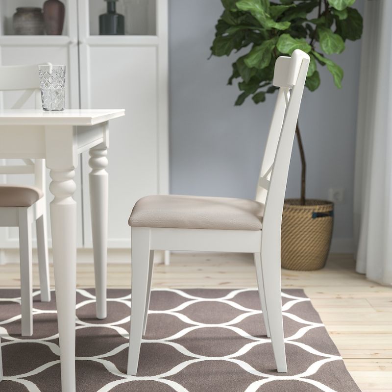 IKEA INGOLF Chair, White-Hallarp Beige